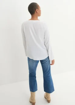 Mujer bonprix bonprix Blusa de manga larga con escote en V de viscosa fluida