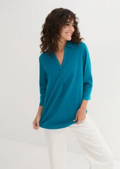 Mujer bonprix bonprix Blusa de mangas 3/4 con lino