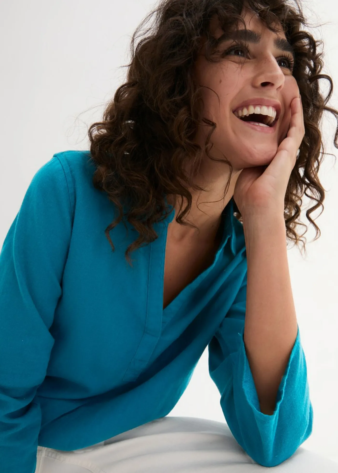 Mujer bonprix bonprix Blusa de mangas 3/4 con lino