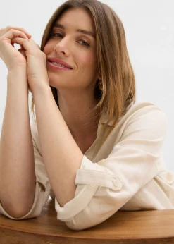 Mujer bonprix bonprix Blusa de mangas 3/4 con lino