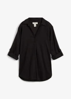 bonprix bonprix Camisas Y Blusas|Novedades>Blusa de mangas 3/4 con lino Negro