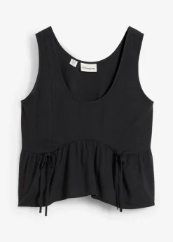 bonprix bonprix Camisas Y Blusas|Camisetas>Blusa de mezcla de lino vaporoso Negro