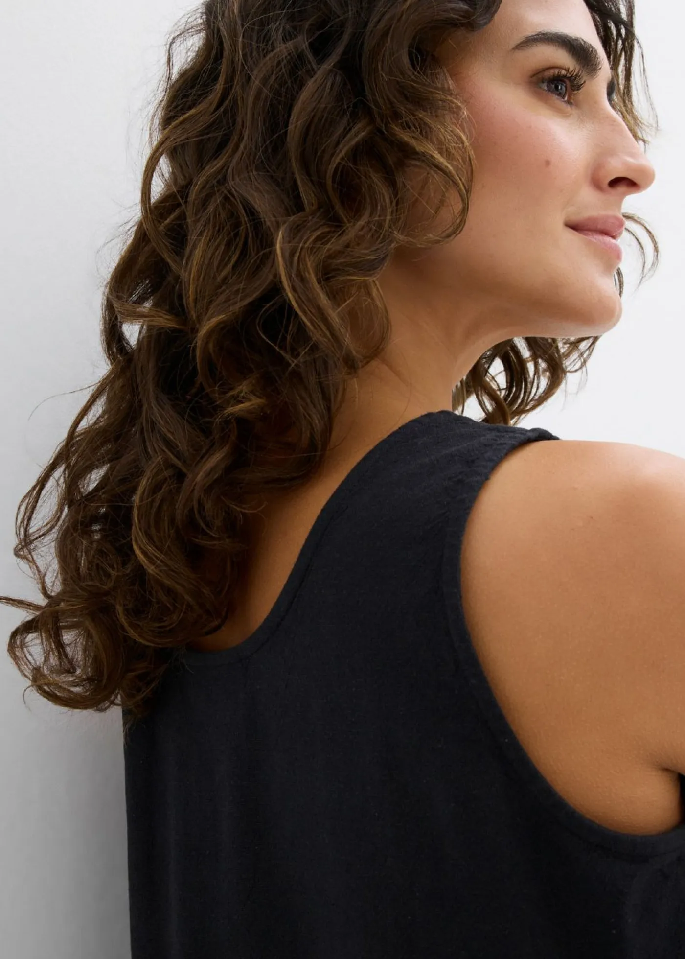 bonprix bonprix Camisas Y Blusas|Camisetas>Blusa de mezcla de lino vaporoso Negro