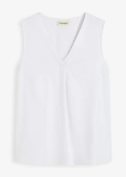 bonprix bonprix Camisas Y Blusas|Camisetas>Blusa de mezcla de lino vaporoso Blanco