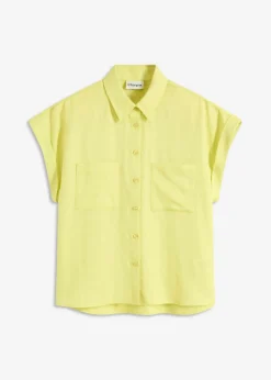 bonprix bonprix Camisas Y Blusas>Blusa de mezcla de lyocell fluido Amarillo cítrico