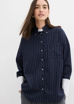 Mujer bonprix bonprix Blusa de mezcla de viscosa con raya diplomática