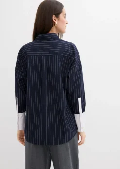 Mujer bonprix bonprix Blusa de mezcla de viscosa con raya diplomática