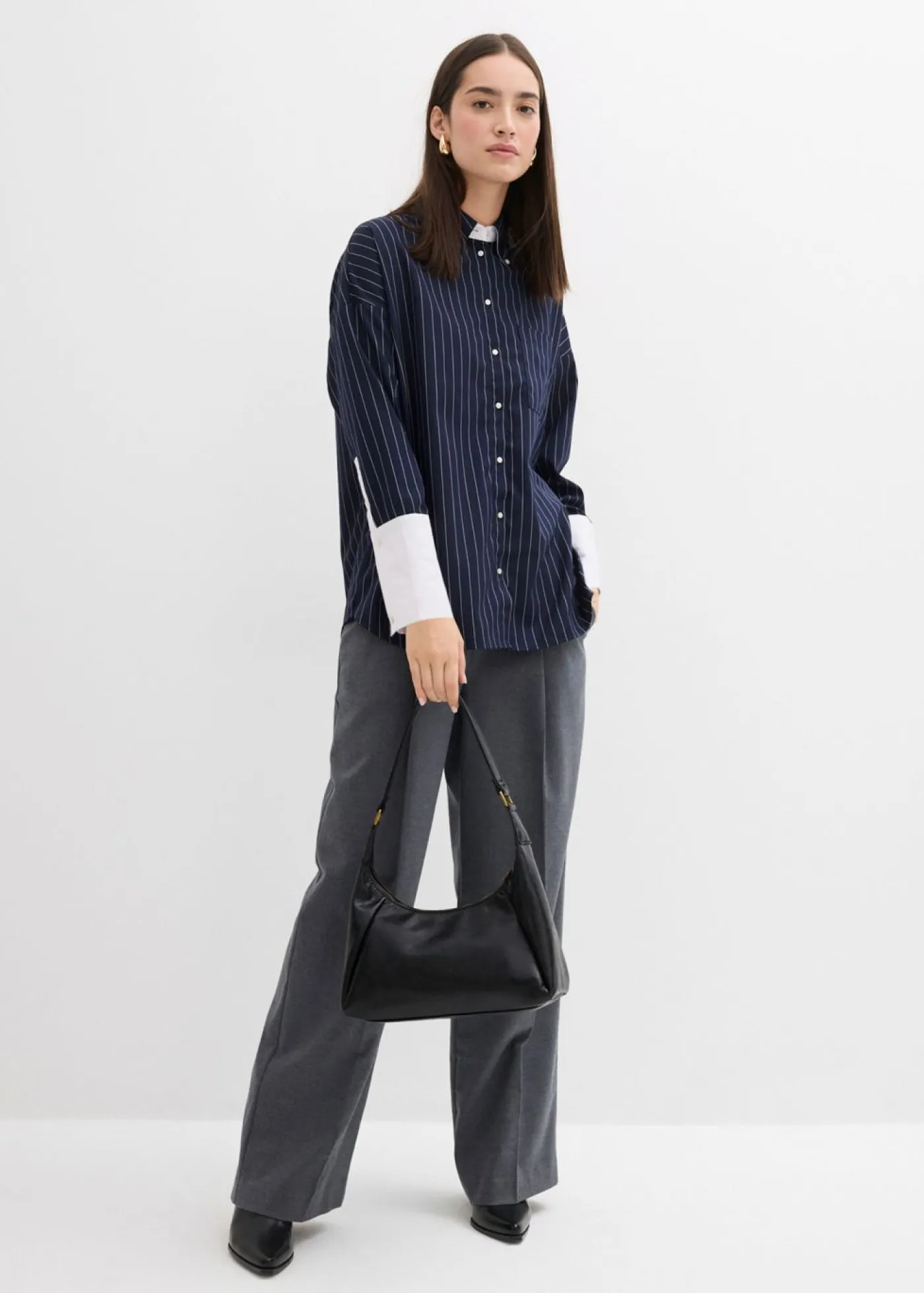 Mujer bonprix bonprix Blusa de mezcla de viscosa con raya diplomática