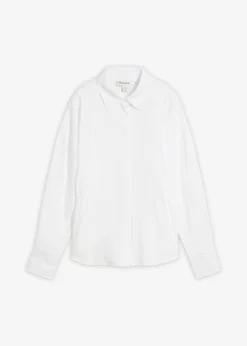 bonprix bonprix Camisas Y Blusas>Blusa de mezcla de viscosa con bolsillos Blanco