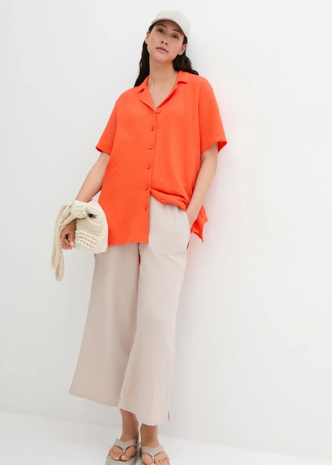 bonprix bonprix Camisas Y Blusas>Blusa de muselina Rojo mandarina