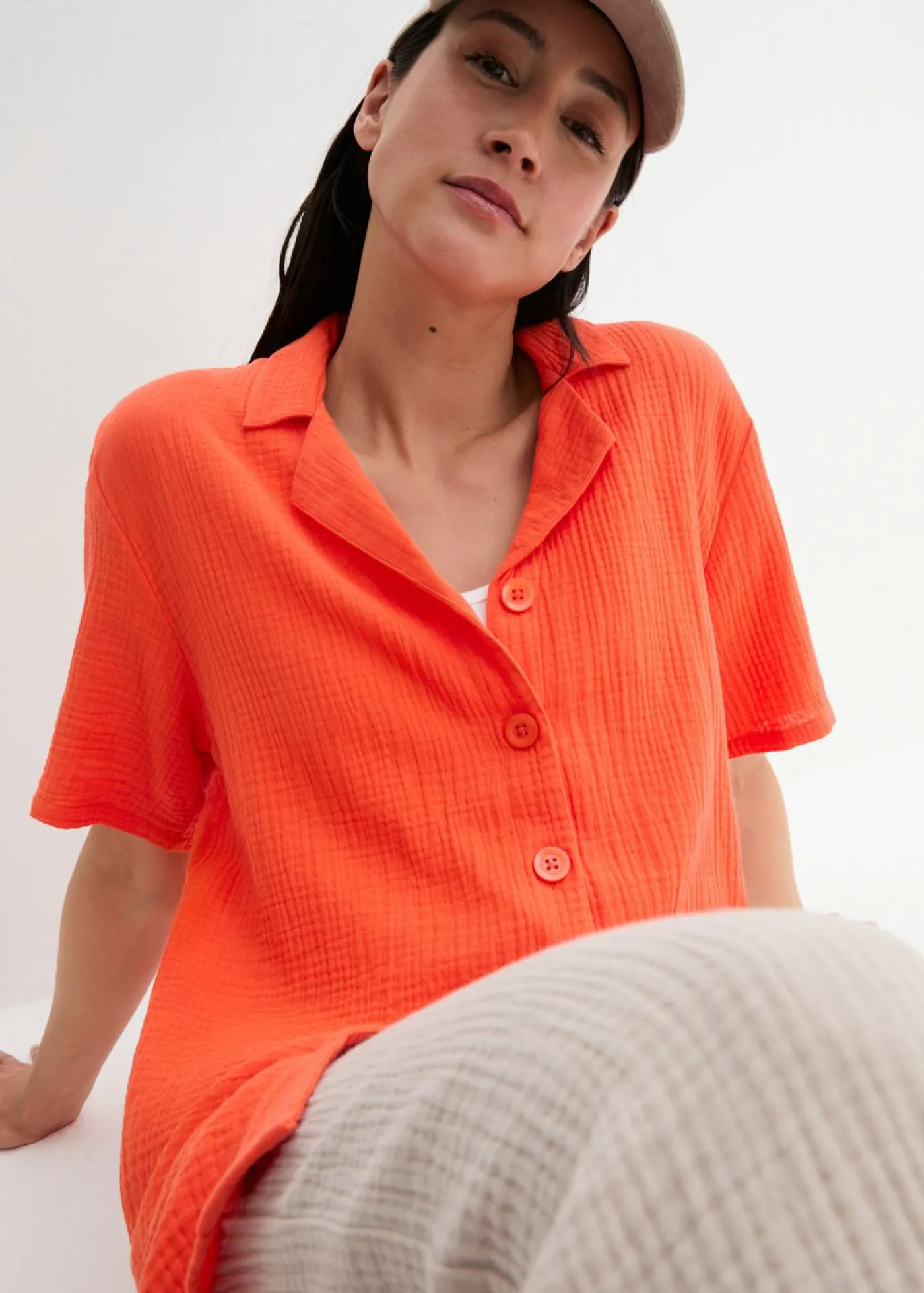 bonprix bonprix Camisas Y Blusas>Blusa de muselina Rojo mandarina