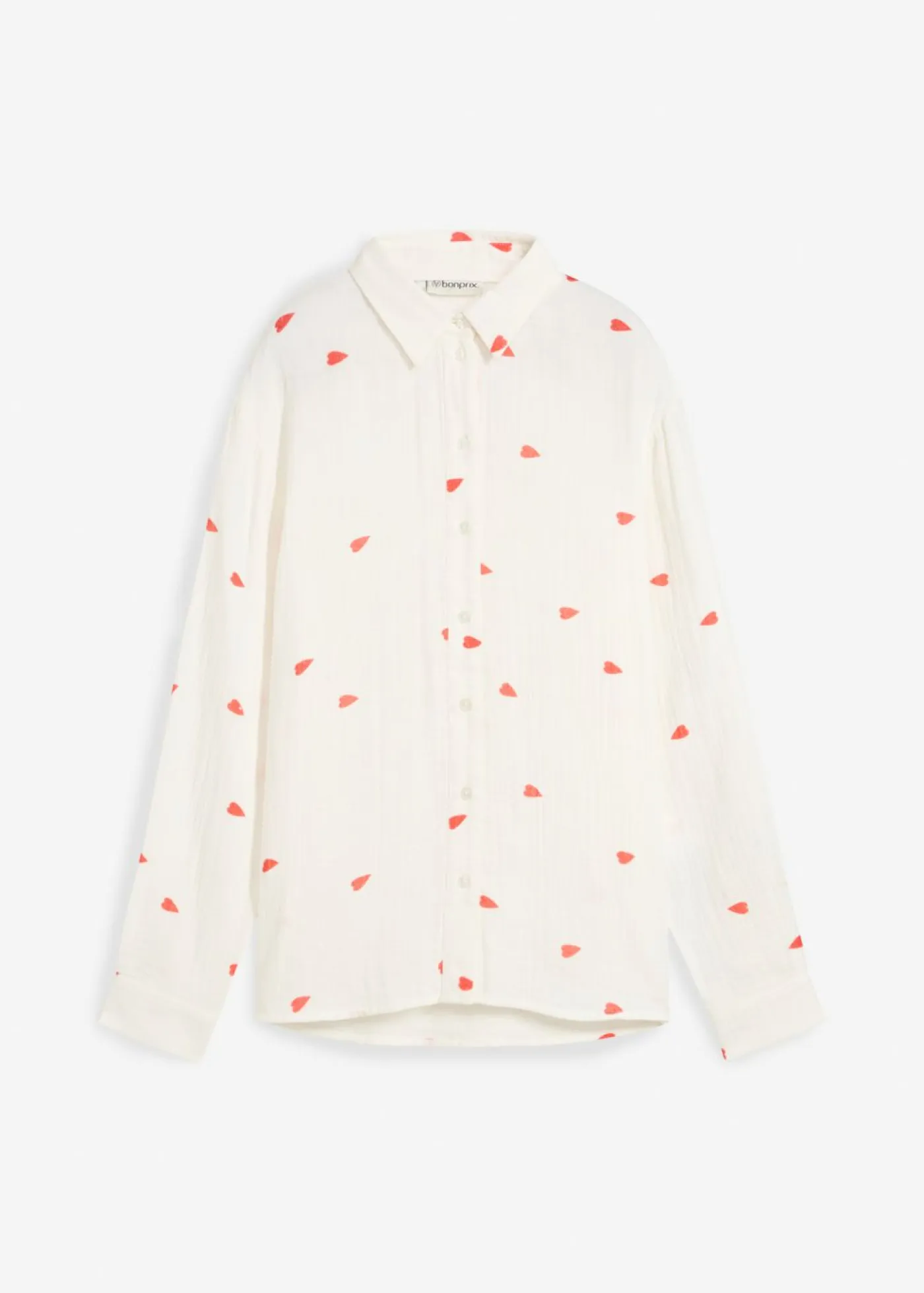 bonprix bonprix Camisas Y Blusas>Blusa de muselina con corazones Blanco-fresa