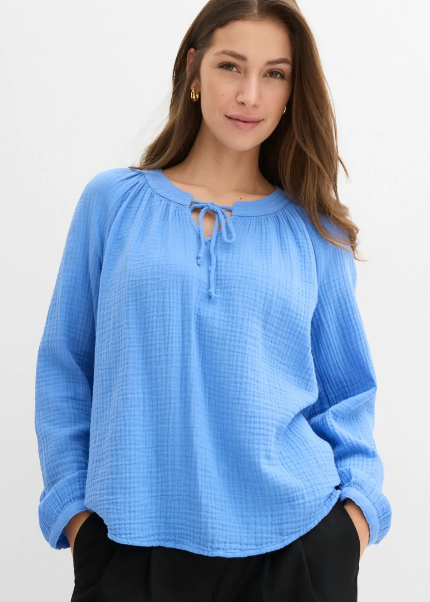bonprix bonprix Camisas Y Blusas>Blusa de muselina suave azul provenzal