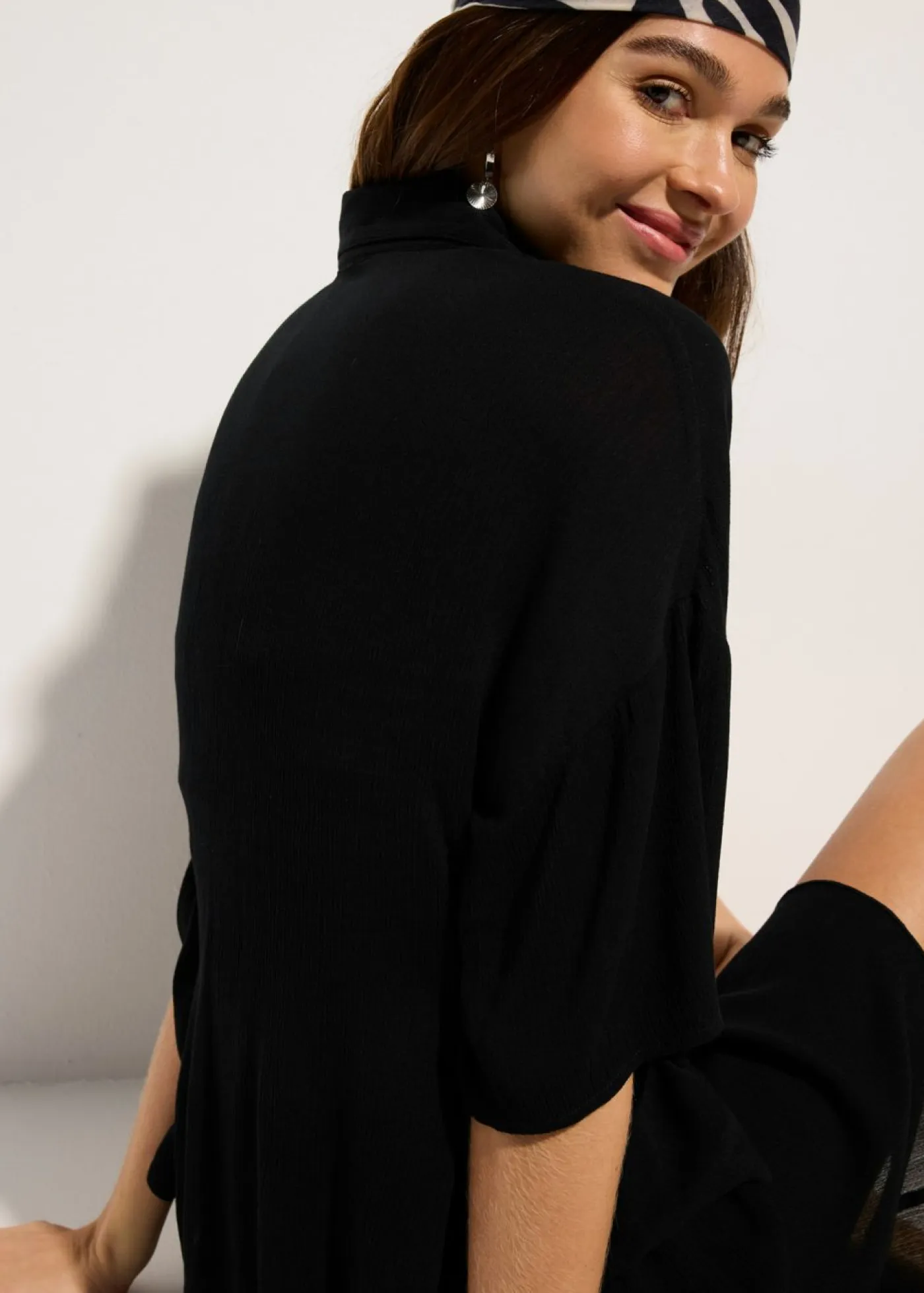 bonprix bonprix Ropa De Playa|Camisas Y Blusas>Blusa de playa corta de viscosa fluida Negro