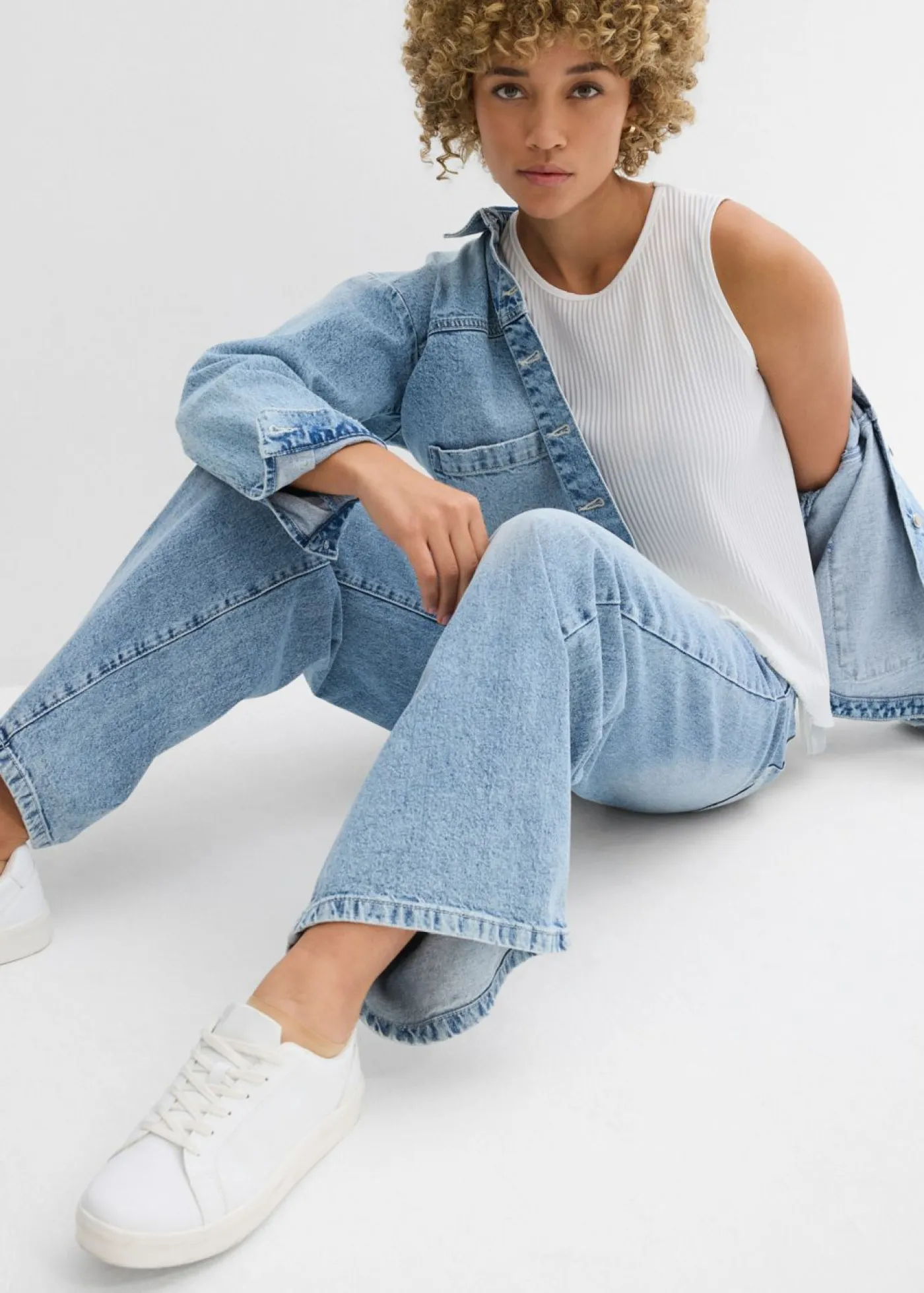 bonprix bonprix Camisas Y Blusas|Camisetas>Blusa de poliéster reciclado Blanco lana