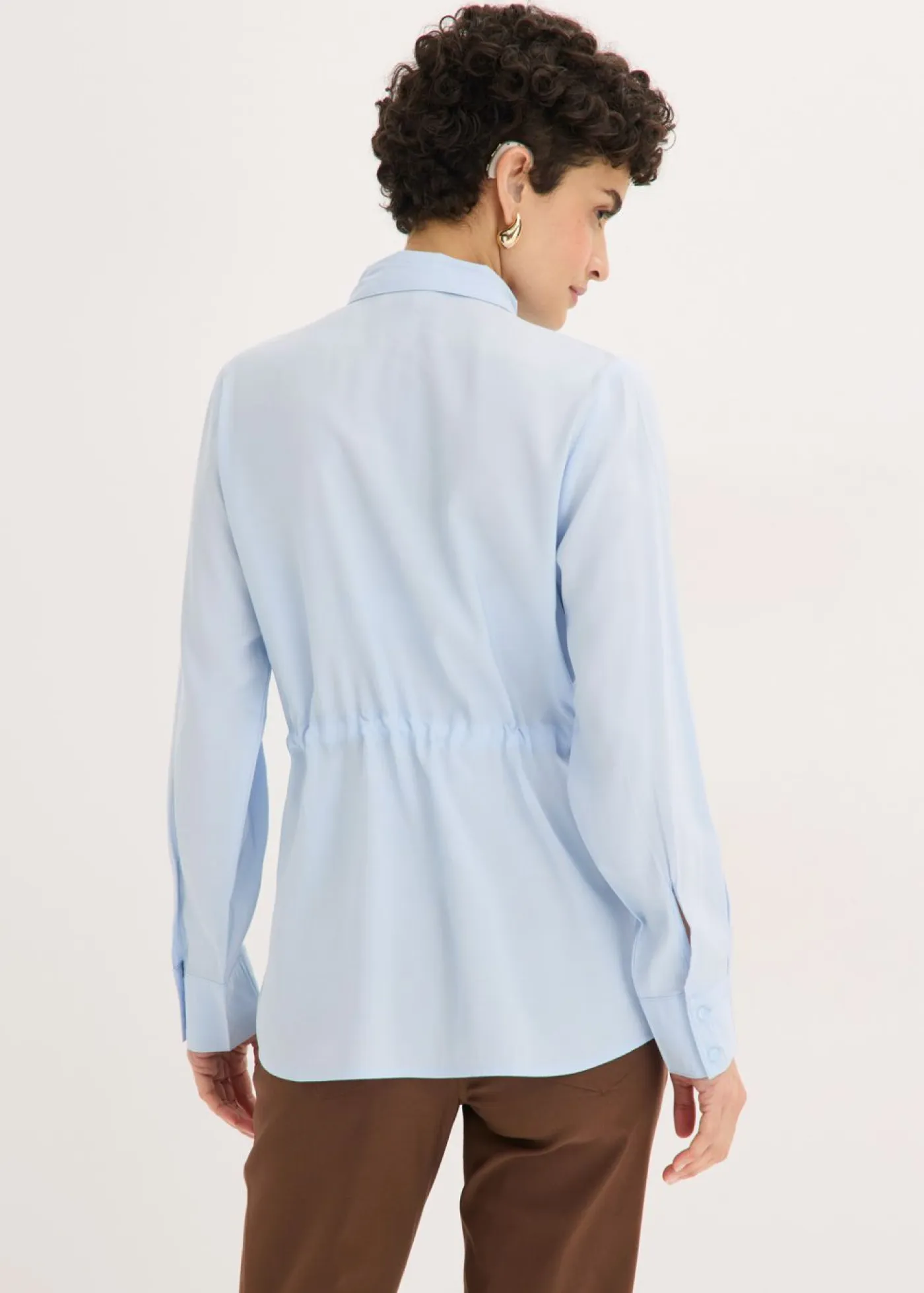bonprix bonprix Camisas Y Blusas>Blusa de popelín con pliegues azul pálido