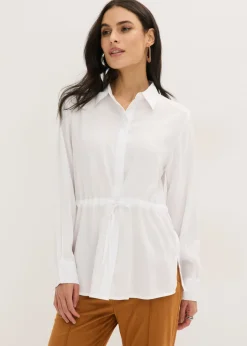 bonprix bonprix Camisas Y Blusas>Blusa de popelín con pliegues Blanco