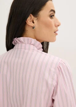 Mujer bonprix bonprix Blusa de popelín con volantes en el cuello