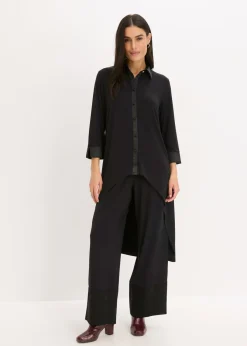 Mujer bonprix bonprix Blusa de punto con ribetes de satén