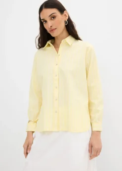 bonprix bonprix Esenciales|Camisas Y Blusas>Blusa de rayas de algodón orgánico puro blanco-amarillo claro rayas verticales