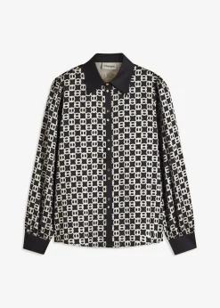 bonprix bonprix Camisas Y Blusas|Novedades>Blusa de satén Negro-blanco lana