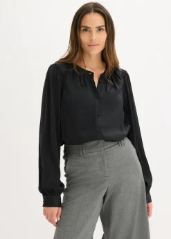 Mujer bonprix bonprix Blusa de satén con cintas de encaje