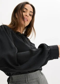 Mujer bonprix bonprix Blusa de satén con cintas de encaje