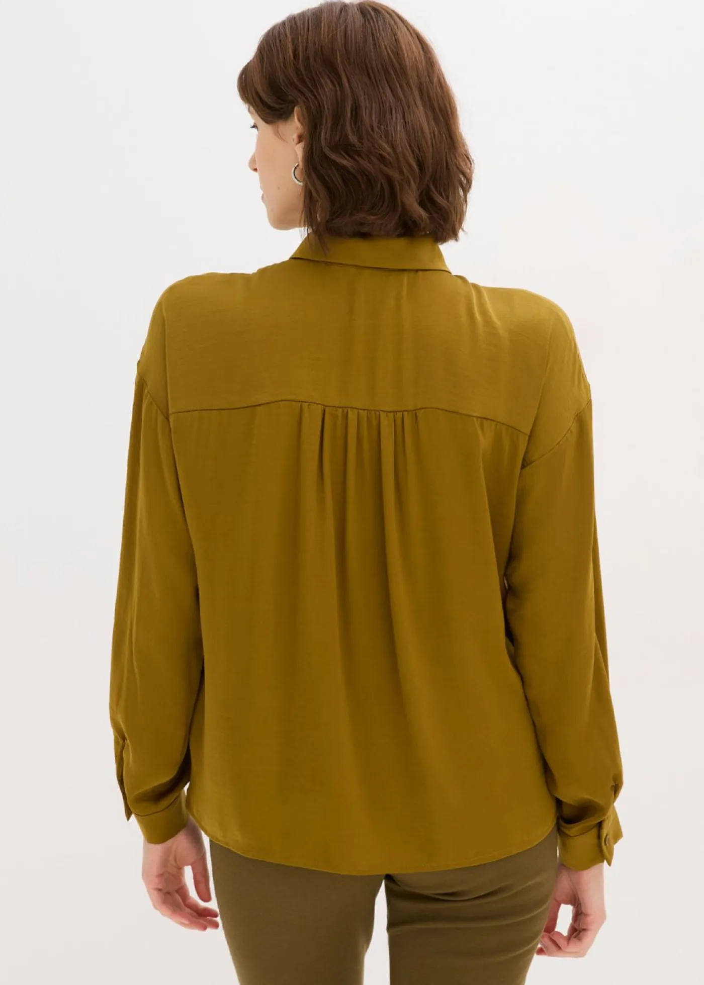 bonprix bonprix Esenciales|Camisas Y Blusas>Blusa de satén fluido Verde tierra