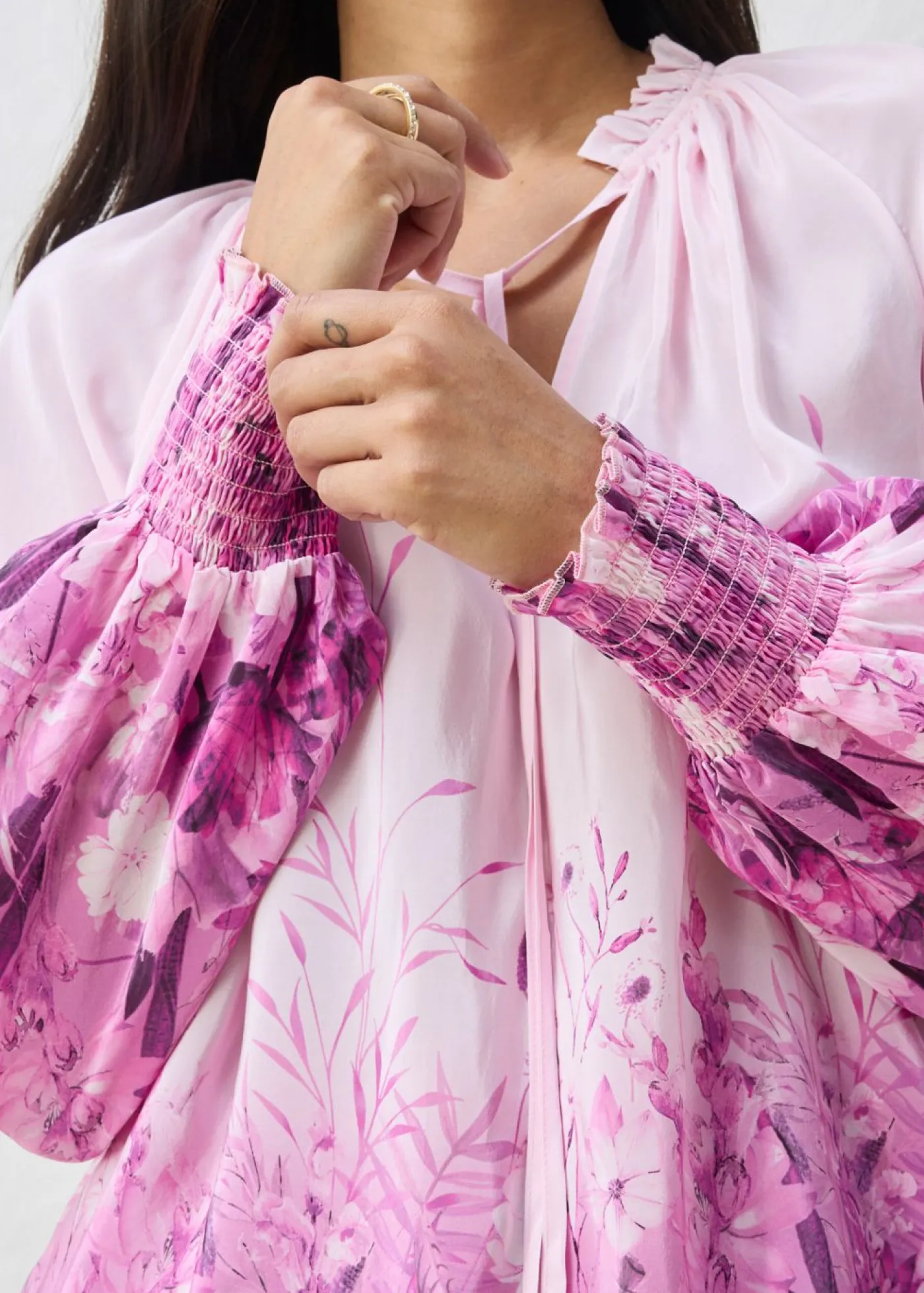 bonprix bonprix Premium|Camisas Y Blusas>Blusa de seda Rosa/orquídea claro de flores