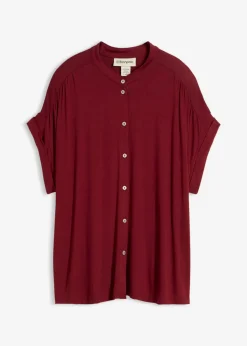 bonprix bonprix Camisetas>Blusa de suave mezcla de viscosa Rojo rubí