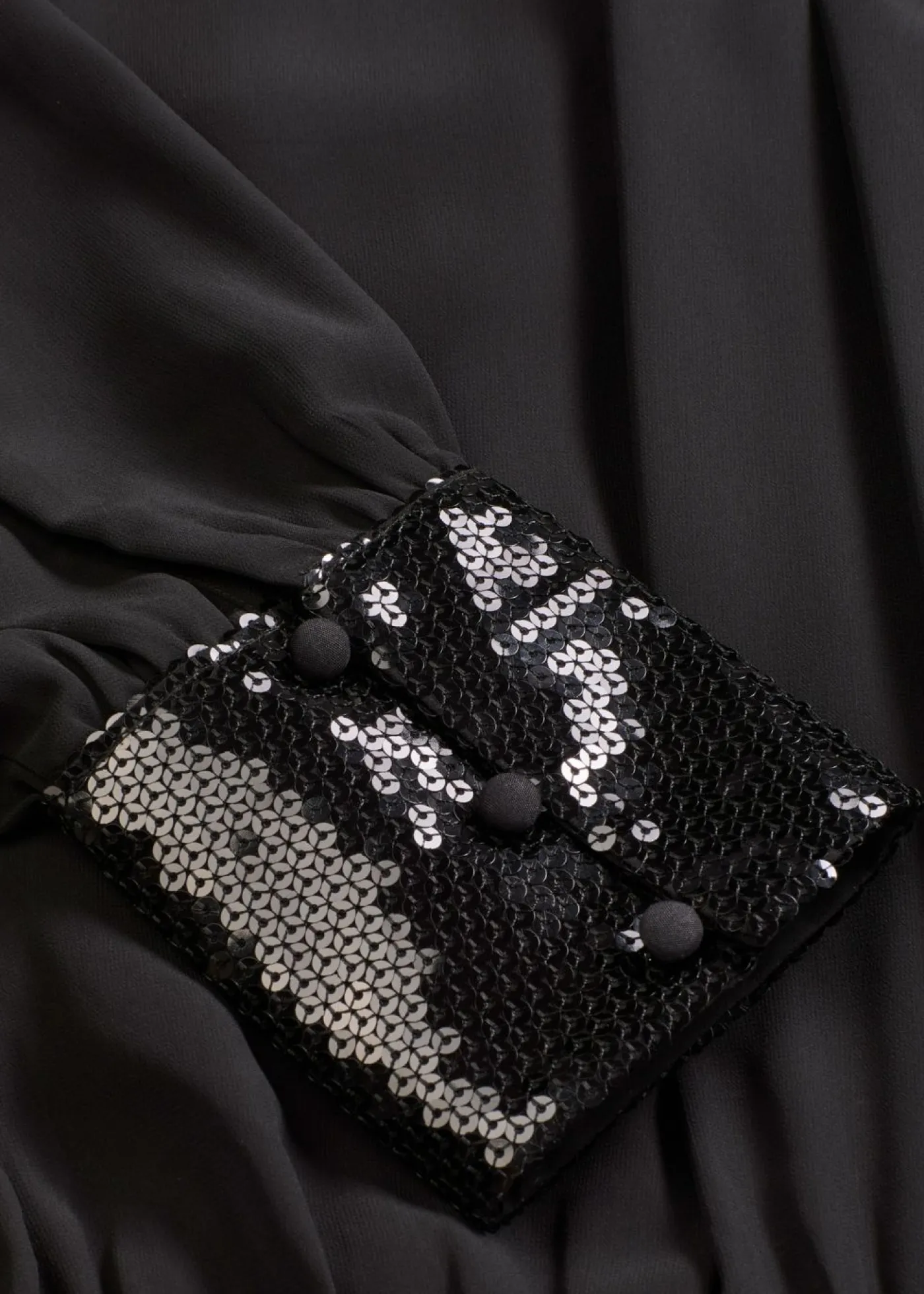 bonprix bonprix Camisas Y Blusas|Ropa Elegante>Blusa de tul fino con lentejuelas Negro