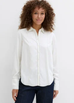 bonprix bonprix Camisas Y Blusas>Blusa de viscosa Blanco lana-negro