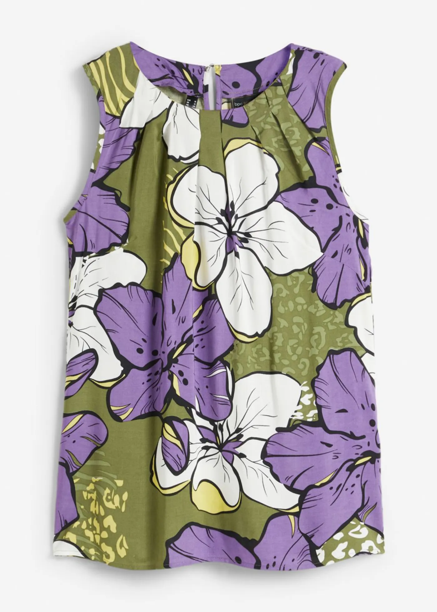 bonprix bonprix Camisas Y Blusas|Camisetas>Blusa de viscosa Lila/caqui oscuro de flores