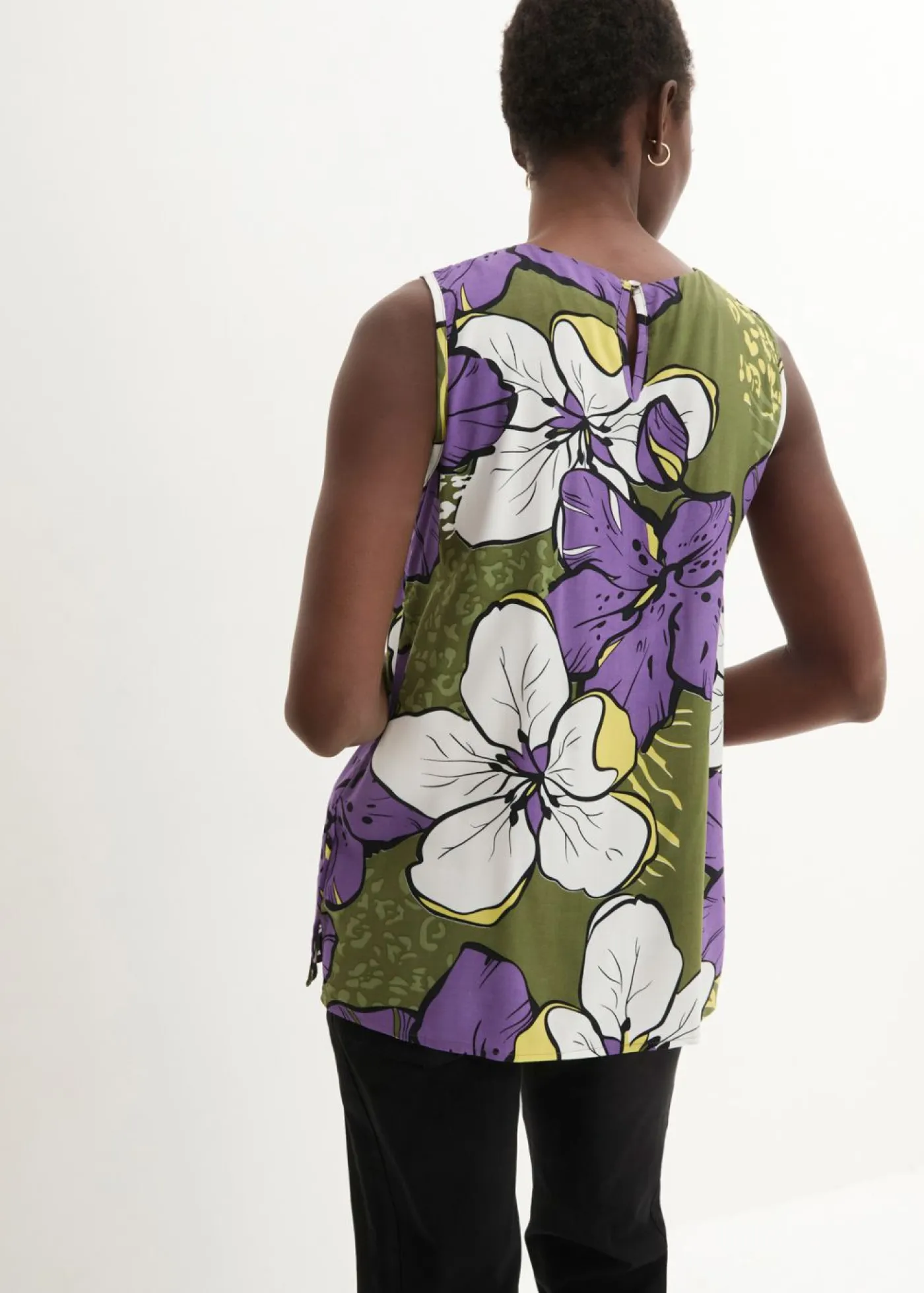 bonprix bonprix Camisas Y Blusas|Camisetas>Blusa de viscosa Lila/caqui oscuro de flores