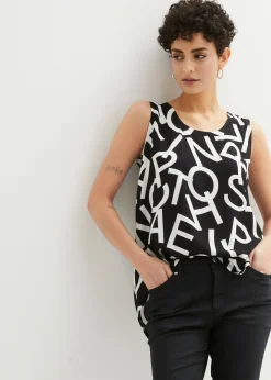 bonprix bonprix Camisas Y Blusas|Camisetas>Blusa de viscosa fluida Blanco-negro