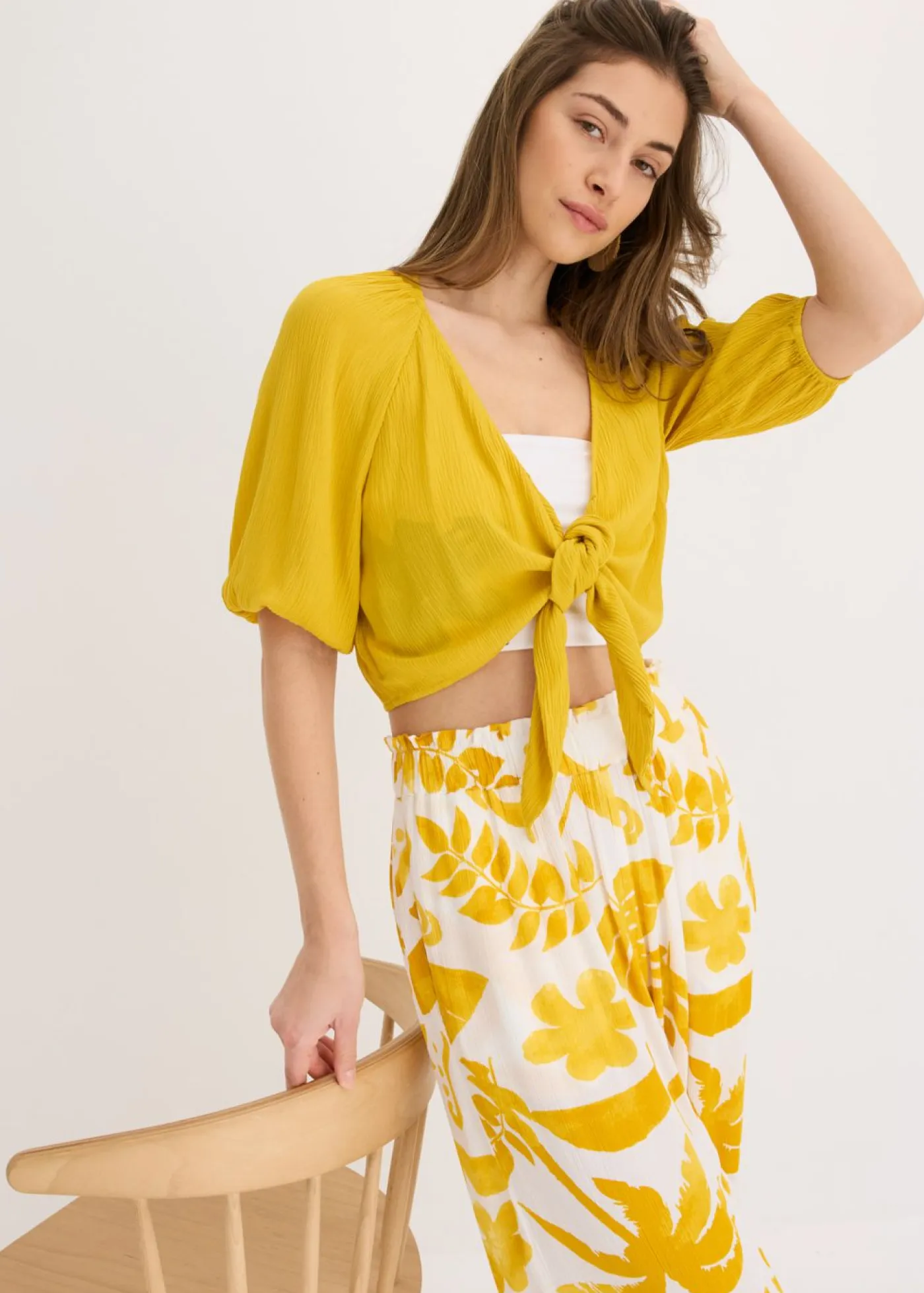 bonprix bonprix Camisas Y Blusas>Blusa de viscosa fluida curry limón