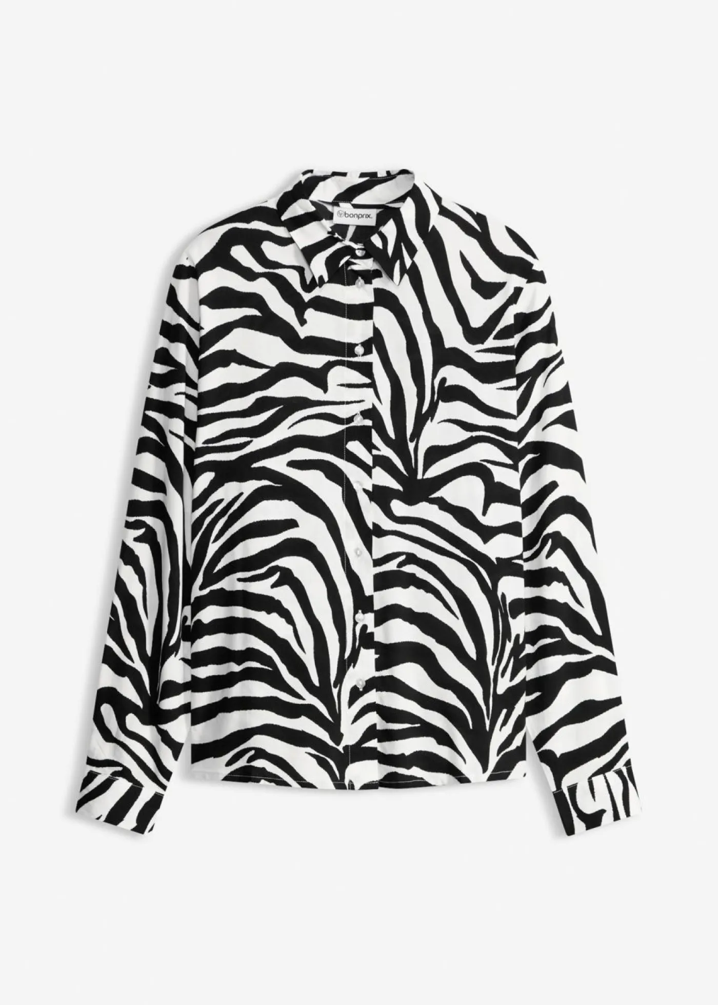 bonprix bonprix Camisas Y Blusas>Blusa de viscosa fluida estampado cebra negro-blanco.