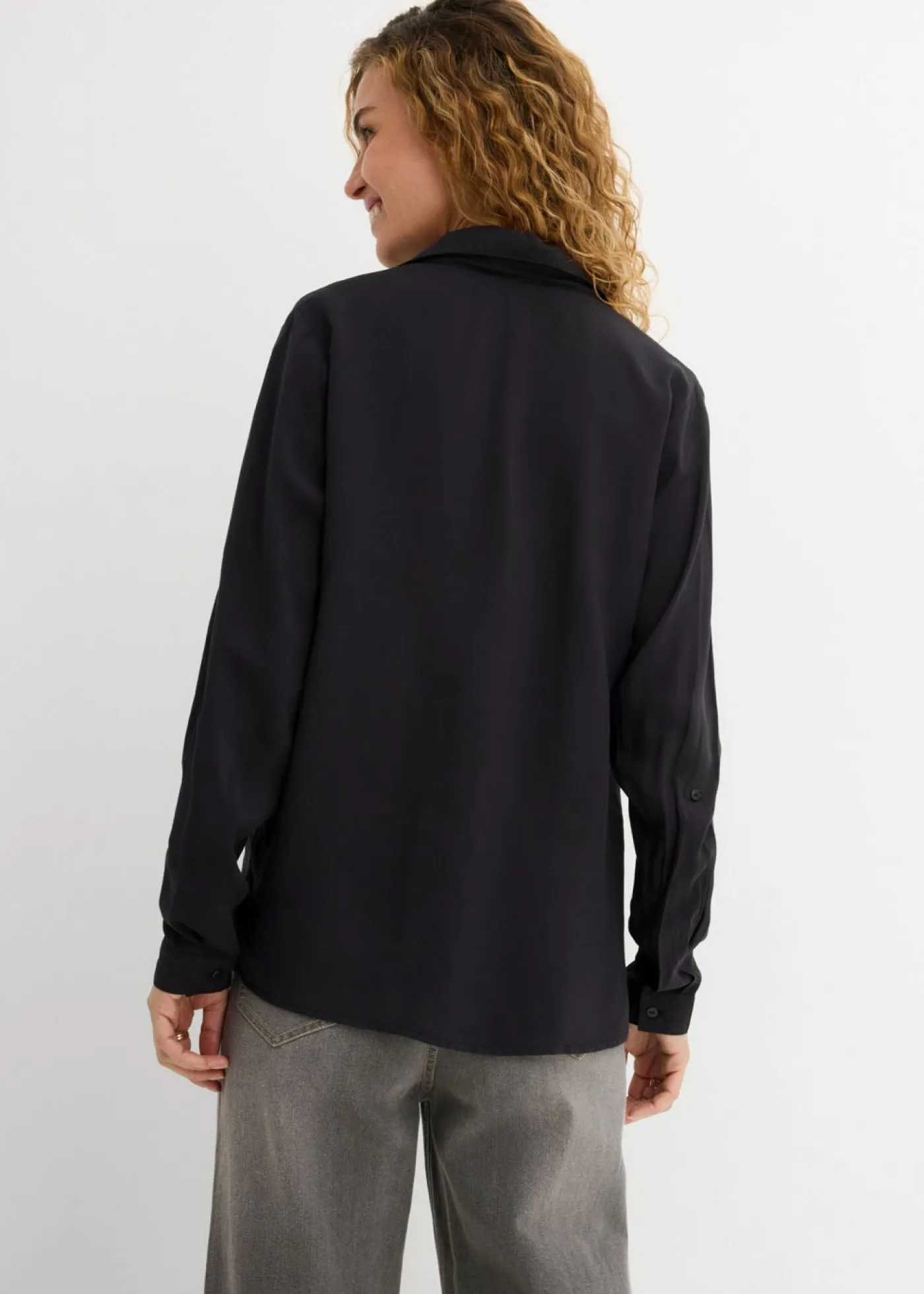 bonprix bonprix Camisas Y Blusas>Blusa de viscosa fluida Negro