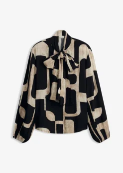 bonprix bonprix Camisas Y Blusas>Blusa de viscosa fluida Negro-crema