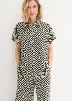 bonprix bonprix Camisas Y Blusas>Blusa de viscosa fluida negro-crudo