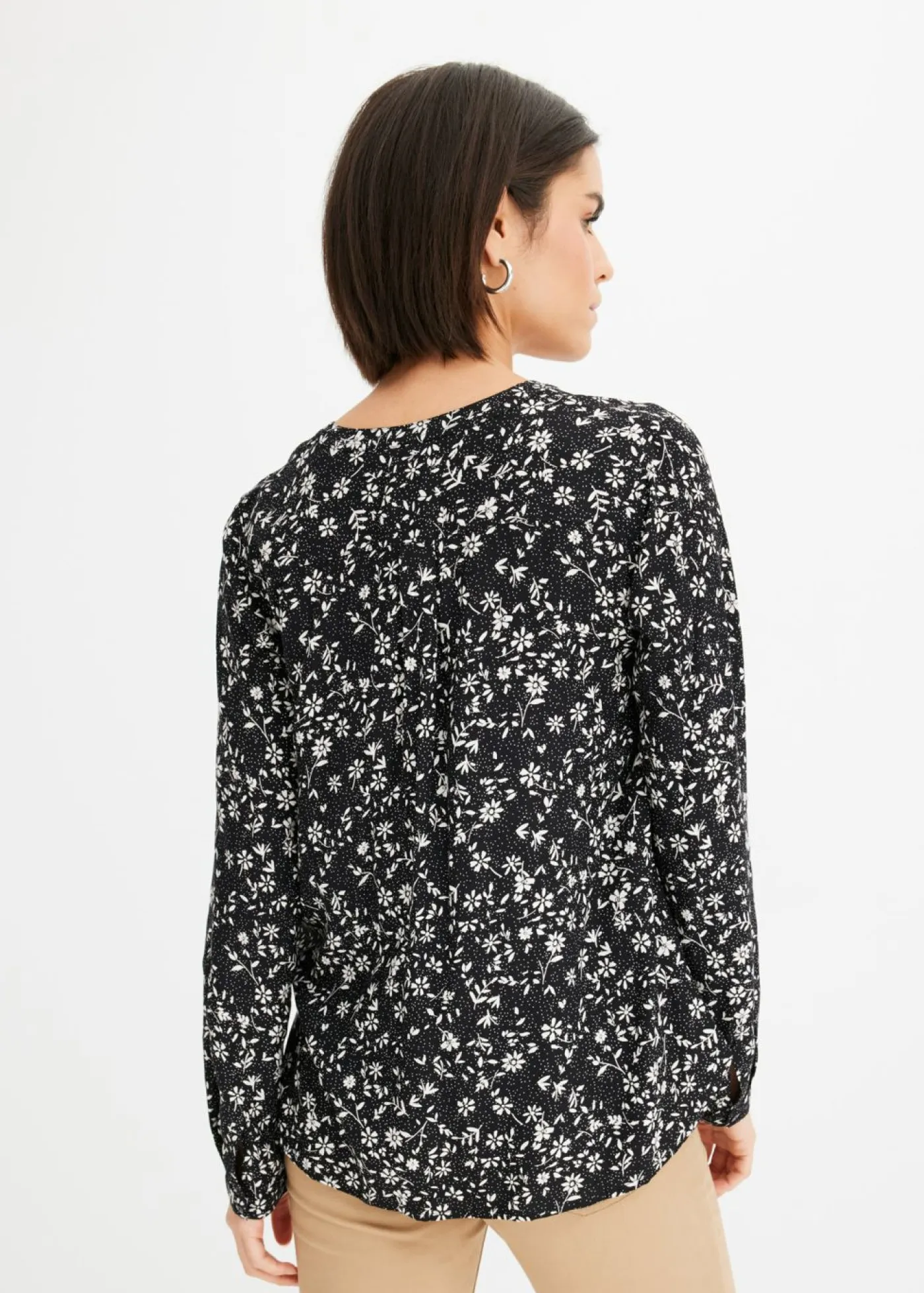 bonprix bonprix Camisas Y Blusas>Blusa de viscosa fluida Negro-blanco lana