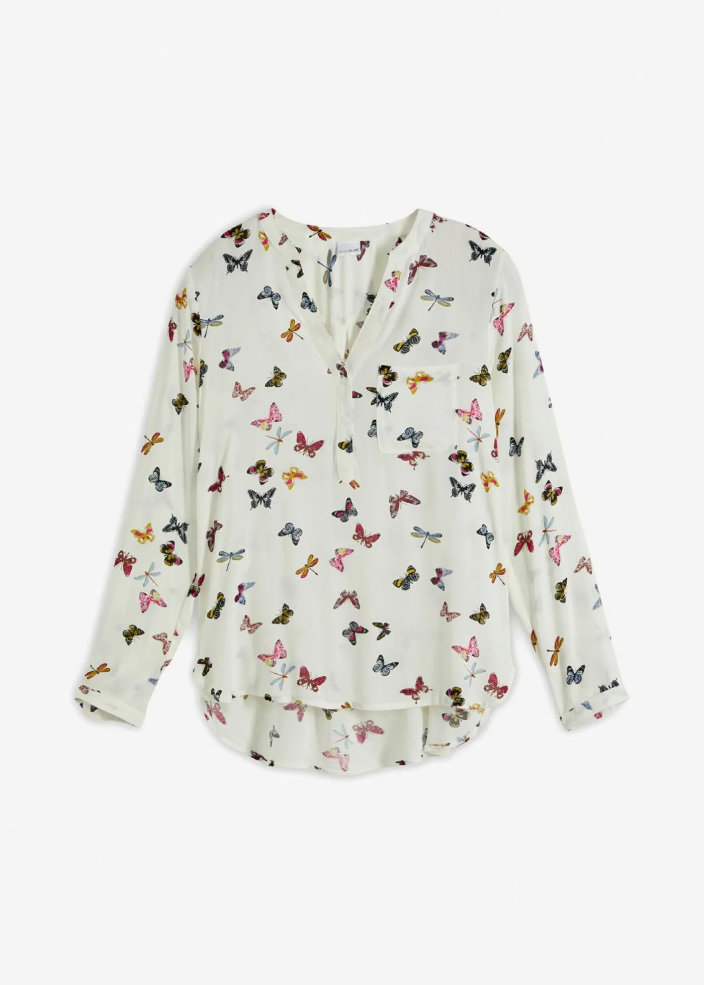 bonprix bonprix Camisas Y Blusas>Blusa de viscosa fluida Blanco lana de mariposas