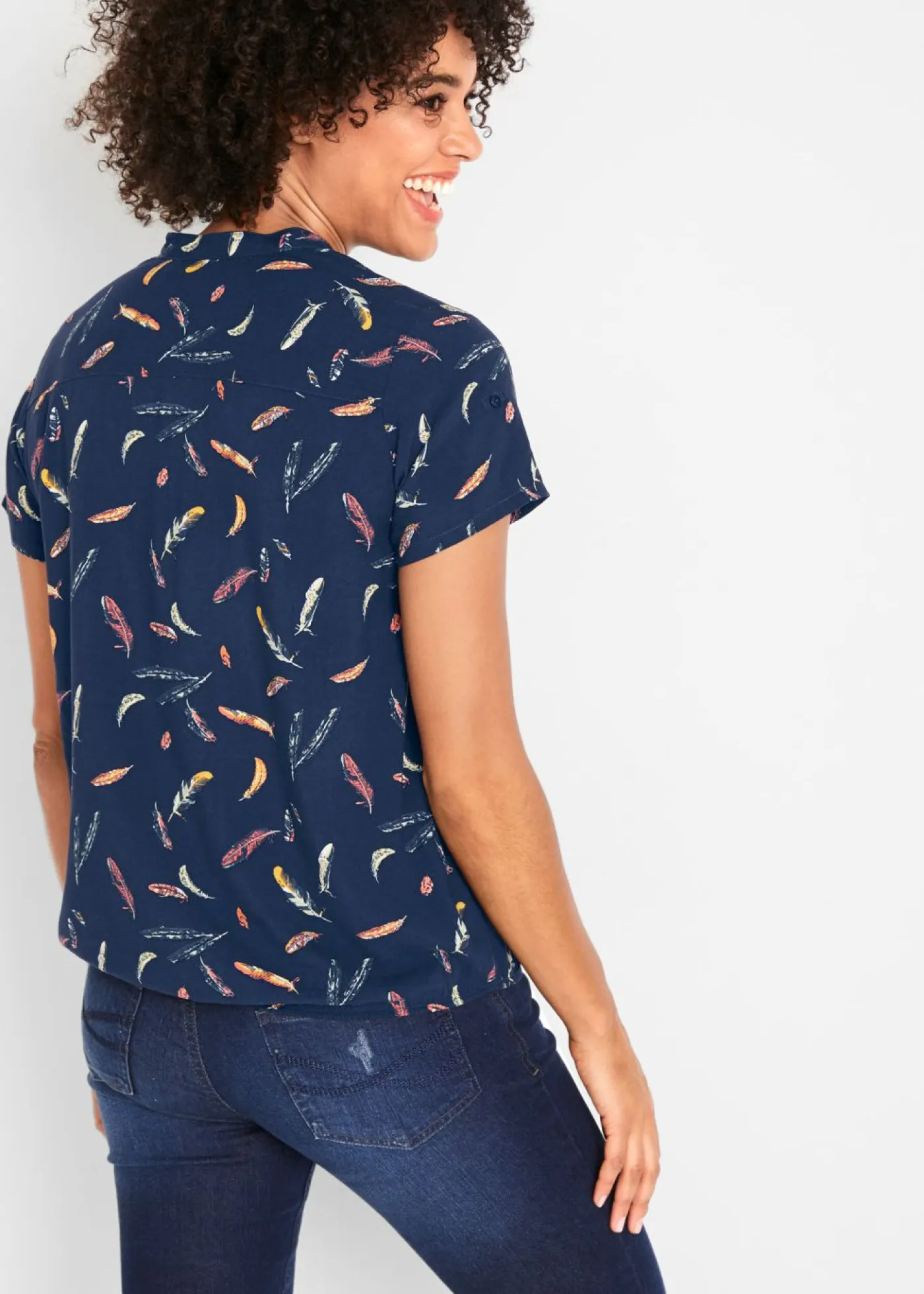 Mujer bonprix bonprix Blusa de viscosa fluida con manga corta