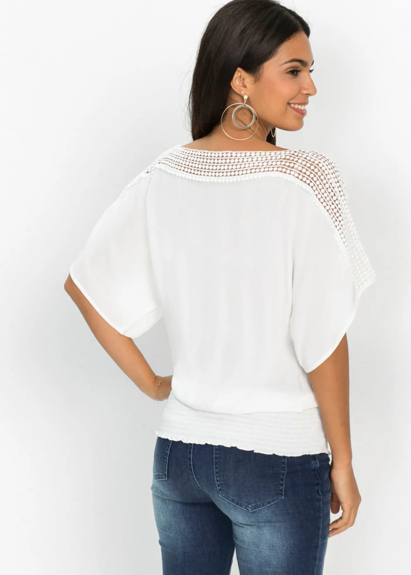 bonprix bonprix Camisas Y Blusas>Blusa de viscosa pura Blanco lana