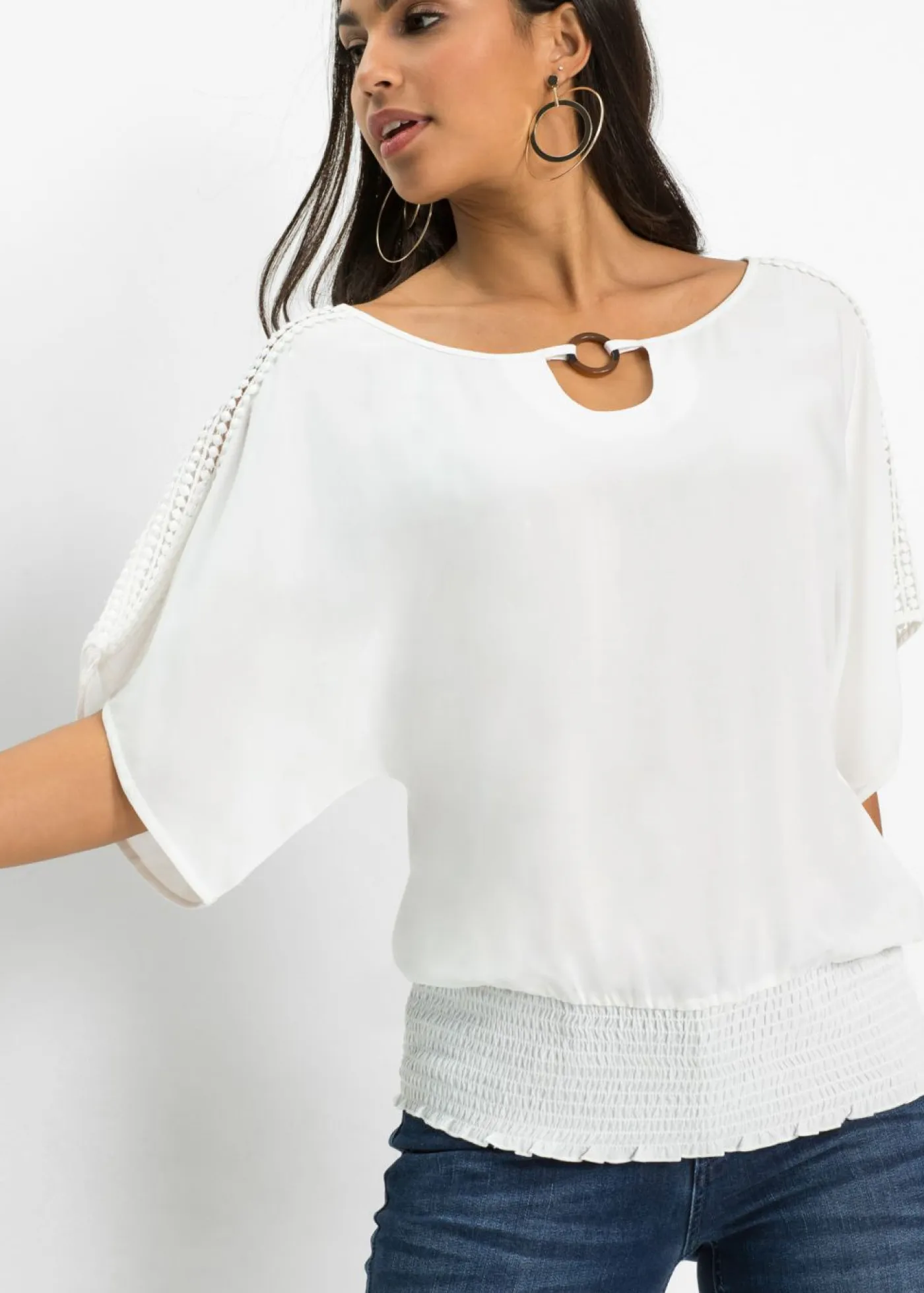 bonprix bonprix Camisas Y Blusas>Blusa de viscosa pura Blanco lana
