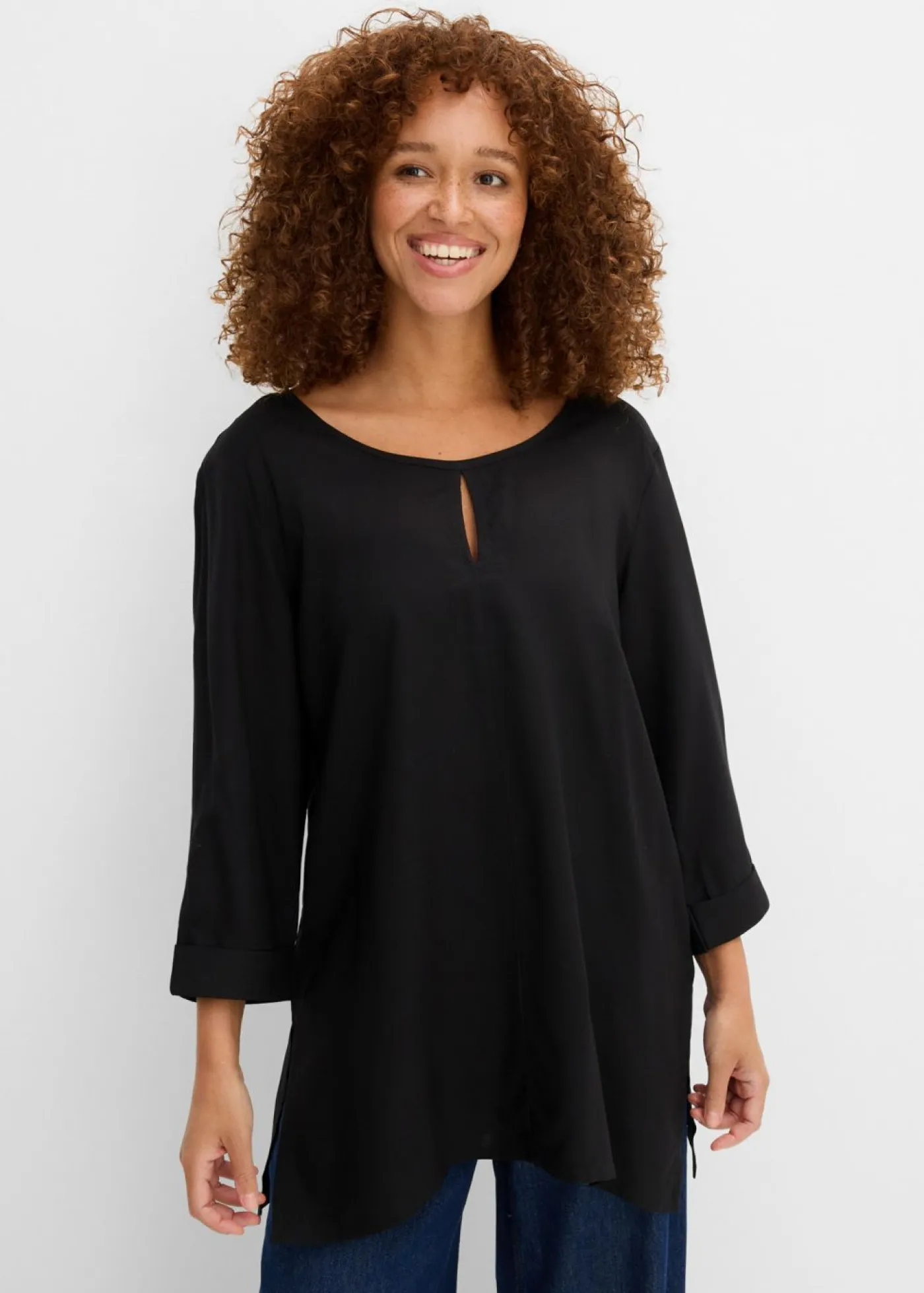 bonprix bonprix Camisas Y Blusas>Blusa de viscosa pura Negro