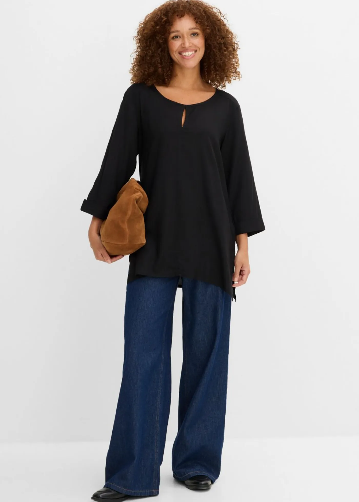 bonprix bonprix Camisas Y Blusas>Blusa de viscosa pura Negro