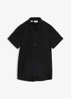 bonprix bonprix Camisas Y Blusas|Novedades>Blusa elástica de manga corta de mezcla de algodón Negro