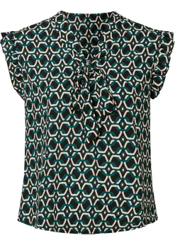 bonprix bonprix Camisas Y Blusas|Camisetas>Blusa estampada Negro-azul petróleo con estampado gráfico