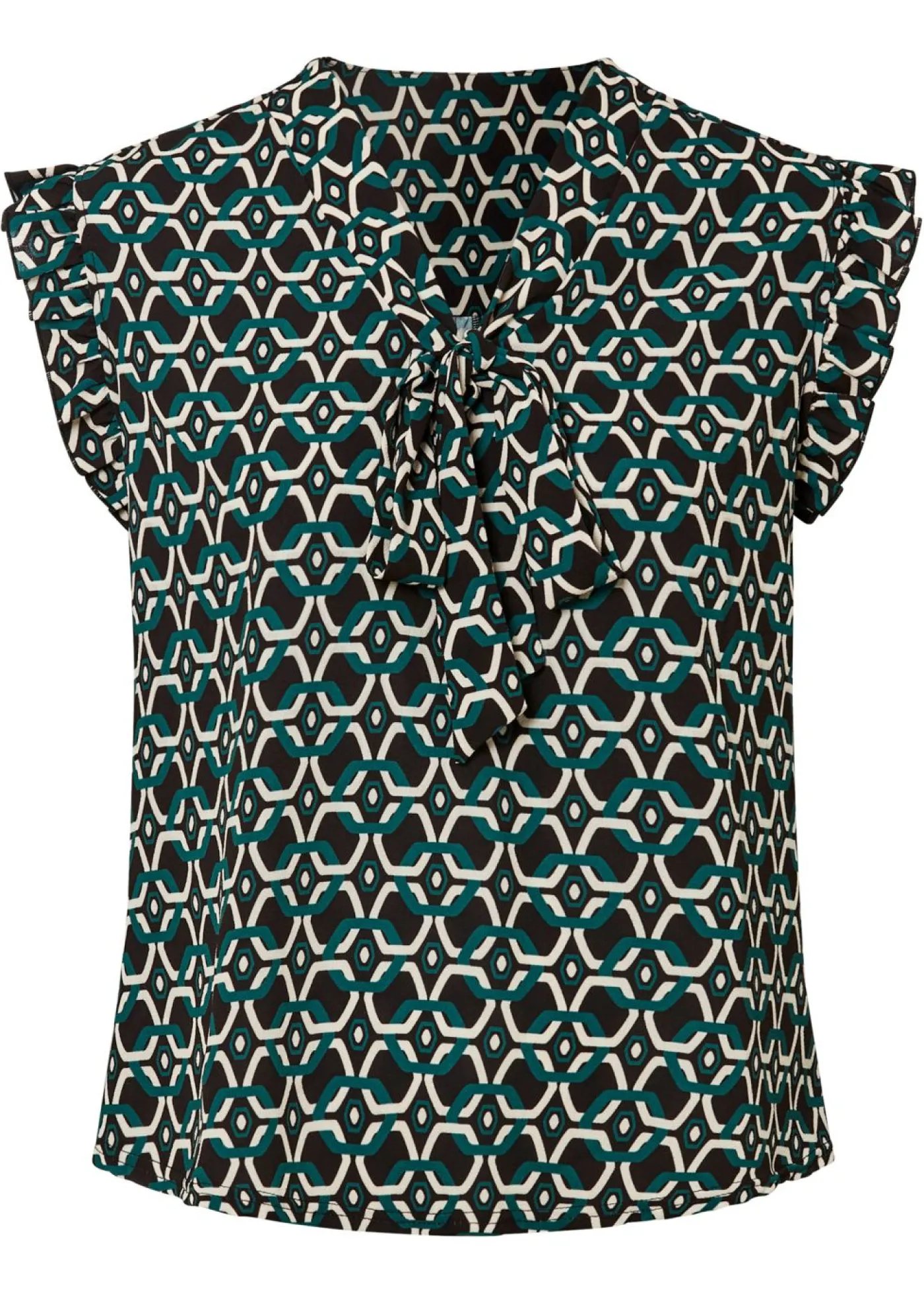 bonprix bonprix Camisas Y Blusas|Camisetas>Blusa estampada Negro-azul petróleo con estampado gráfico